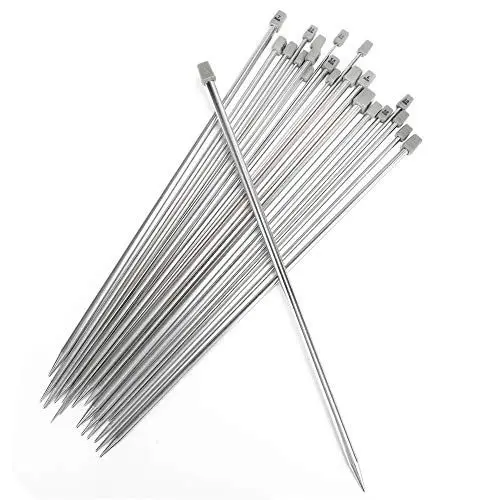 Produktbild: 35 Cm (13,78 Zoll) Einspitz-Stricknadelset, 22 Stück in Verschiedenen Größen, Edelstahl, mit Zahlen Markiert, Ideales Werkzeug für DIY-Strickprojekte