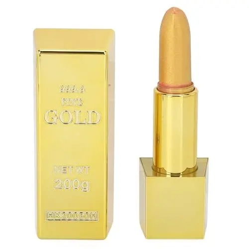 Produktbild: 3,5 G Goldener Lippenstift, Metallischer Goldener Lippenstift, Lippenstift, Wasserfest, Langlebig, Hochpigmentiert, Lippen-Make-up-Kosmetik für Frauen (01)