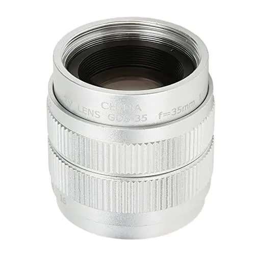 Produktbild: 35 Mm F1,7 Festobjektiv mit Manueller Fokussierung, MC-Mehrschichtvergütung, 12 Blendenlamellen, 13,8 Betrachtungswinkel, Spiegelloses C-Mount-Kameraobjektiv (Silber)