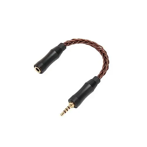 Produktbild: Annadue 3,5 Mm auf 2,5 Mm Audio Soundkabel, 3,5 Mm Stereo Buchse auf 2,5 Mm Symmetrisches Stecker Adapterkabel, Kopfhörer Adapterkabel. 14 cm (Bronze)
