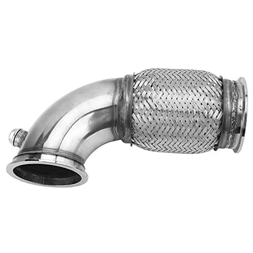 Produktbild: 3.5 V-Band Zu V-Band Downpipe 90 Grad Mit Flexiblem Balgrohr O2 Spun Topfen 3.5 V-Band Zu V-Band Downpipe 90 Grad Mit Flexible