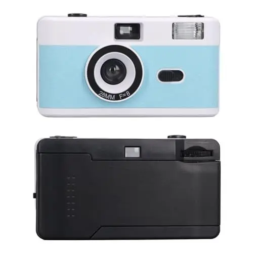 Produktbild: 35-mm-Filmkamera, Leichter Eingebauter Blitz. 35-mm-Retrokamera ABS (Blau und weiß)