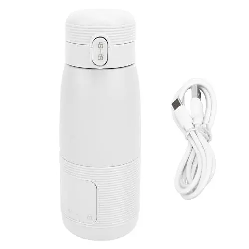 Produktbild: 350 Ml Babyflaschenwärmer, Tragbarer Babymilchwärmer, Einfach zu Bedienen, Kabelloser, Schnell Erwärmender, Wiederaufladbarer USB-Flaschenwärmer für das Auto Im Freien, Hält (Weiß)