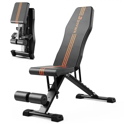 Produktbild: 350KG hantelbank klappbar - Bonvork Trainingsbank mit 1,6 MM Verdickter Stahl, Schrägbank für Fitnessstudio zu Hause,hantelbank verstellbar, Flach Rückgang Bankdrücken Bank (no headrest)
