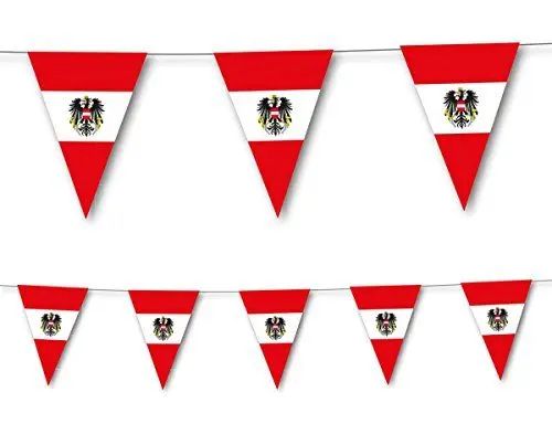Produktbild: 3,5m Wimpelkette * ÖSTERREICH * als Deko für Länderparty von DH-Konzept // Mottoparty Banner Girlande Partykette