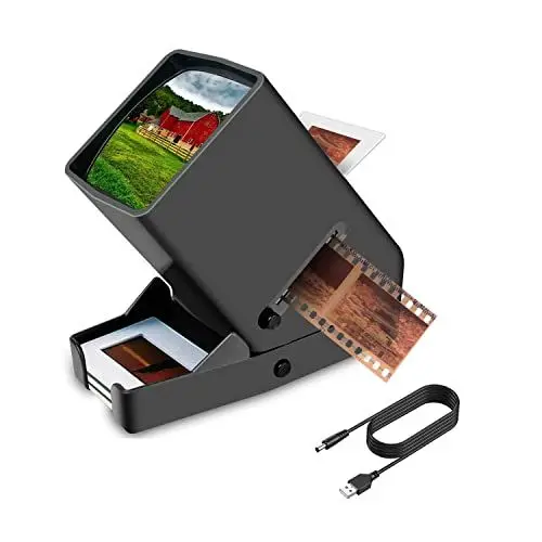 Produktbild: 35mm Diabetrachter, 3-fache Vergrößerung, LED beleuchtete, beleuchtete Betrachtung, USB betrieben / Batteriebetrieb - für 35mm Dias negativ (4AA-Batterien im Lieferumfang enthalten)