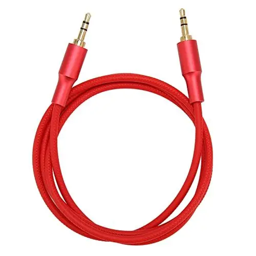 Produktbild: 3,5-mm-Stecker-zu-Stecker-Sound-Aux-Kabel, Professionelles, aus Nylon Gewebtes 3,5-mm-Stereo-Soundkabel für Kopfhörer, Lautsprecher, Laptops, Smartphones, 1 M (Rot)