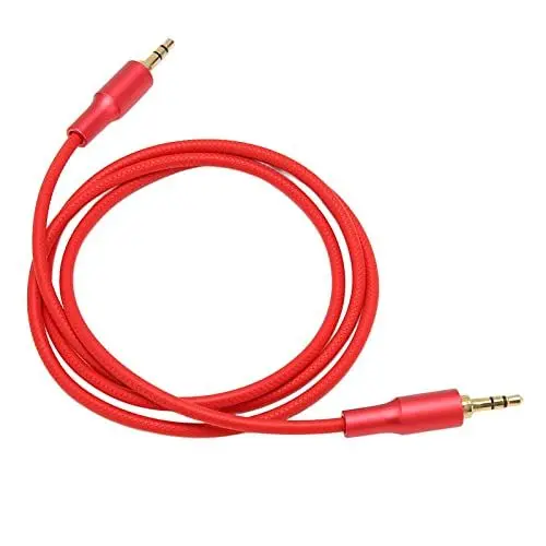 Produktbild: 3,5-mm-Stereo-Soundkabel, Messinggehäuse, TPE-Draht, 24 Karat Vergoldeter Stecker, Verschleißfestigkeit, 3,3 Fuß, 3,5-mm-Stecker-zu-Stecker-Sound-Aux-Kabel für Lautsprecher für Auto (Rot)