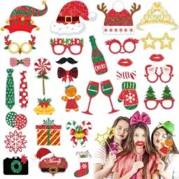 Produktbild: 35Stück Weihnachten Foto Requisiten, Fotobox Accessoires für Weihnachten Neujahr Silvester Weihnachten Foto Booth Requisiten Tischdeko Geburtstag Party Zubehör