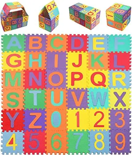Produktbild: GEFIRE 36 Stück Puzzlematte für Kinder, Mini Schaumstoff Puzzlematte, Puzzle Matte Boden, Puzzlematte Kinder, Puzzelmatte, Baby Spielmatte, Bodenpuzzle, Geeignet für Kinder im Alter von 4-6 (9 * 9cm)