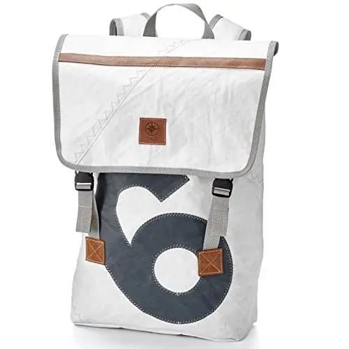 Produktbild: 360° Grad Landgang Rucksack Segeltuch weiß mit Zahl grau
