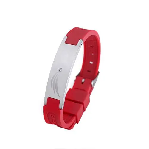 Produktbild: 3606 Energy Bracelet Positive Ion Power Band PRO ION Silikon Magnetarmband Cola rot 3 Wings TRINITIX Design mit Swarovski Kristall gravierbar Energetix 4you 15-23 cm