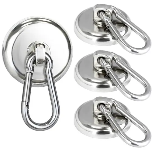 Produktbild: 36MM Magnethaken Extra Stark 40 KG, 4 Stück Neodym Magnet Haken, 360° Drehbar Magnetische Haken, Magnet mit Haken für Kühlschränke Küchen Garage Camping Schließfächer