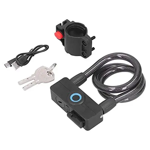Produktbild: 3,7 V Lithium Batterie Tragbare Fingerabdruckschloss Kettenschloss Motorrad Fahrradschloss Bluetooth Intelligente Kette Elektrisches Autoschloss für Motorrad Mountainbike