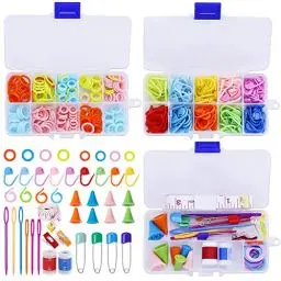 Produktbild: 381 Stücke Stricken Zubehör, Stricken Werkzeuge Set, Bunte Strick Markierer mit Maschenmarker Ringe, Maschenhalter, Stricken Nadlen und Plastik Aufbewahrungsbox für Stricken Häkeln Handwerk
