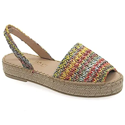 Produktbild: 39 Mehrfarbig 3 Emmanuela Bunte Espadrilles aus gestricktem Weiden, mittelhohe Boho Chic Slingback Sommerschuhe, hochwertige Slip-on Peep-Toe Espadrilles, handgefertigt und handgenäht in Griechenland