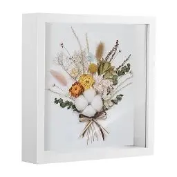 Produktbild: XREE 3D Bilderrahmen 20x20x4.4 cm, Objektrahmen Tief Bilderrahmen zum Befüllen Rahmen Quadratisch Rahmen für Fotos Blumen Hochzeitsstrauß DIY Deko (Weiß)
