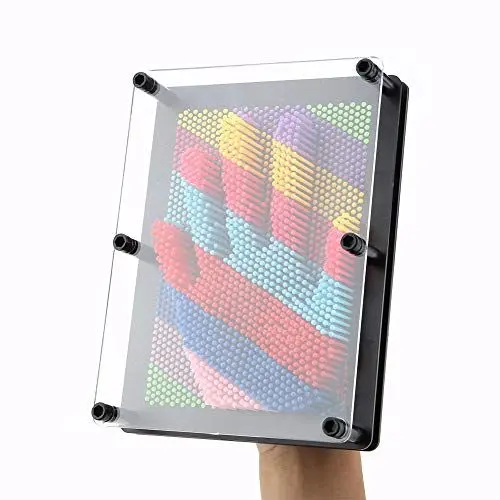 Produktbild: 3D Bunte Pin Art Board, Pin Art Skulptur Brett 3D Bilder Nagelspiel Abdruck Kreative Hand Modell 3D Pin Art für Desktop Office Home Dekoration (Schwarzer Boden, große Größe)