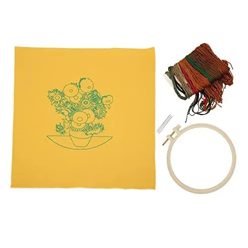 Produktbild: 3D Gedruckte Stickerei Starter Kit, DIY Schönes Aussehen Handarbeitsbedarf mit Nadeln, Faden, Besticktem Tuch, für Heimtextilien(Sonnenblume)