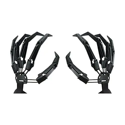 Produktbild: 3D Halloween Bewegliche Fingerverlängerungen Gear Finger Reaper Cosplay Skeletthände Knochenklauenhand, Cosplay Fingerhandschuhe Flexibles Gelenk Realistische (Ein Paar Schwarz)