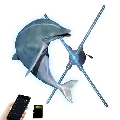 Produktbild: 3D Hologramm Lüfter Projektor, 1024x768P WiFi APP Steuerung 3D Hologramm Werbungs Display LED Lüfter für Messen, Ladendisplays (64cm) (EU)