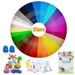 Produktbild: 3D Stift Filament PLA, 25 Farben 3D Druck Filament 1,75mm, 3D Stift Farben, Insgesamt 125M, mit Vorlage und 2 Fingerschutz, 3D Stiftminen für ODRVM, Tecboss, Lovebay and 3D Drucker Stift