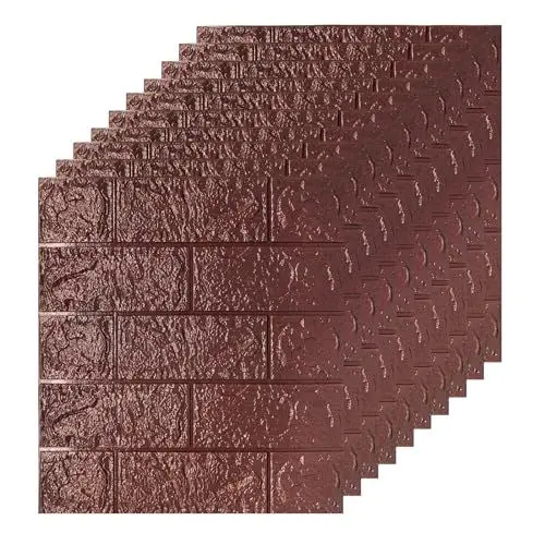 Produktbild: 3D Tapete Wandpaneele Selbstklebend Ziegel,3D Ziegel Tapete,Steinoptik Tapete Wasserdicht Wandaufkleber,10 Stücke 38 * 35CM,DIY Wandtapete,Geeignet für Schlafzimmer,Wohnzimmer (Braun, 35x38)