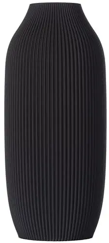 Produktbild: 3D Vase Dekovase Stella XL 38cm Bodenvase Deko Vase Pampasgras Trockenblumen Schwarz
