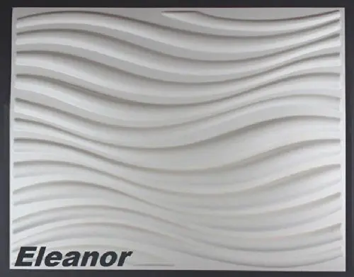 Produktbild: 3D Wandpaneele Eleanor 63x80cm, Zuckerrohr- & Bambusfaser weiß - 100% Natur Paneele Wandverkleidung (5m²) wall gaming panels deko wandverblender