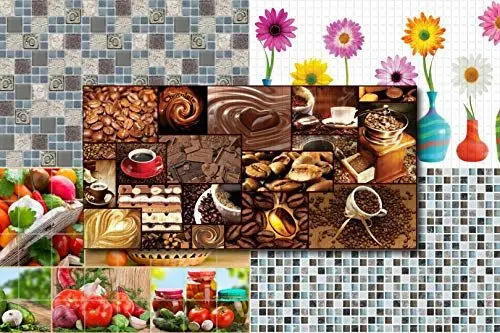 Produktbild: 3D Wandpaneele Restposten! - stabile und pflegeleichte PVC Platten zur Wandverkleidung z. B. als Küchenrückwand - (959x481mm Dekorpaneel 56175) Rückwand Paneele für Küche