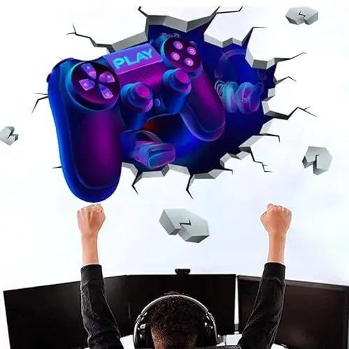 Produktbild: 3D Wandtattoo Gamer, Wandtattoo Kinderzimmer Jungen, Bunte Gamer Poster, Videospiel Wandstikcer für Jugendzimmer Deko für Kinderzimmer Jungen Schlafzimmer Spielzimmer 80CMx60CM