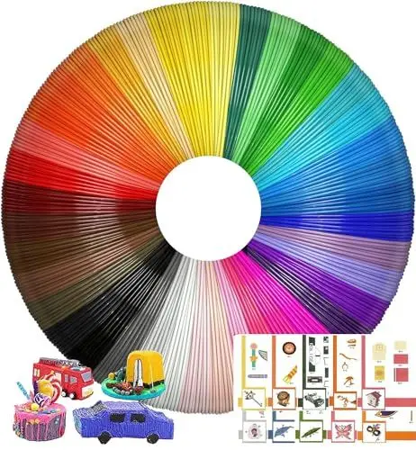 Produktbild: 3D stift filament 200m, 3D Druck Stift PLA Filament 1.75mm 40 Farben 3D Stift Zubehör jede Farbe 5 Meter, insgesamt 200 Meter