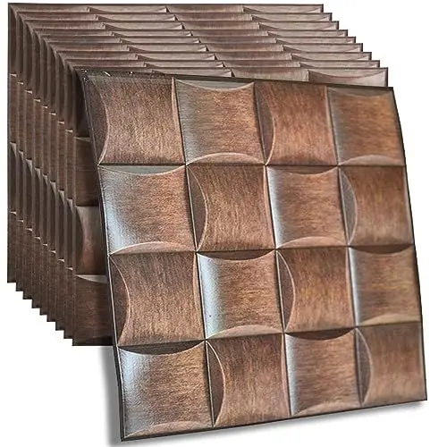 Produktbild: 3D Wandpaneele selbstklebend,Wasserdichte PE Schaum,3d Holz Wandpaneele,Wohnzimmer Hintergrundwand Schlafzimmer Wanddekoration（30 * 30cm *10 Stück)(Holz)