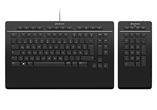 Produktbild: 3Dconnexion Keyboard Pro with Numpad (Tastatur, kabelgebunden, separater Nummernblock, deutsches Layout - QWERTZ), Mattschwarz