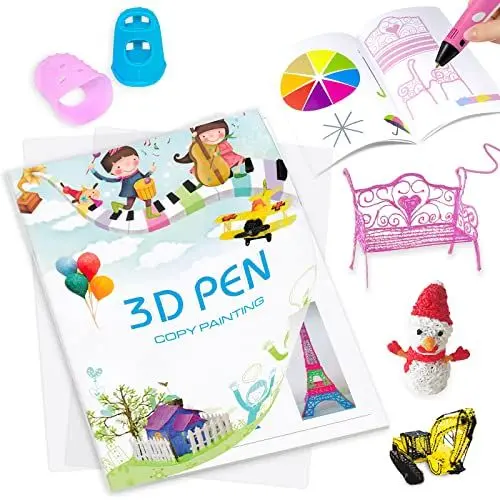 Produktbild: 3D-Stift-Druck-Zeichenbuch, wiederverwendbar, farbig, 40 Muster, dicke Papiervorlagen mit zwei transparenten Platten, 3D-Malerei-Graffiti-Schablonen für Kinder, DIY-Geschenke, Vomika
