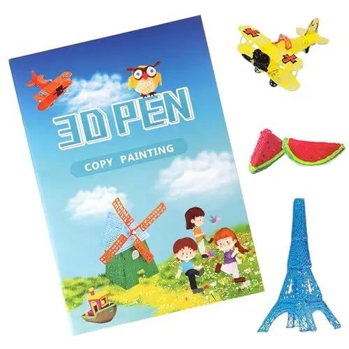 Produktbild: 3D-Stift-Druck-Zeichenbuch,20 Blatt 40 Muster,Wiederverwendbar Farbig 3D Zeichenschablonen mit transparenter PVC-Platte für 3D Stift Kinder DIY GeschenkPainting Graffiti Template.