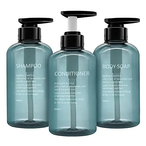 Produktbild: 3er Pack 300ml Shampooflasche Pumpspender, Leere Plastik Seifenspender Flasche mit Pumpe für Bad, Küche oder Hotel, Nachfüllbarer Flüssigkeitsspender für Lotion, Duschgel und Spülung