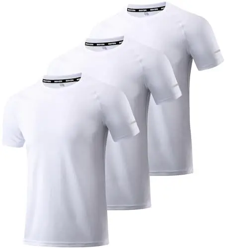 Produktbild: 3er Pack Herren Sportshirt Atmungsaktiv Schnelltrocknendes Laufshirt Leichte Trainingsshirt Funktionsshirt Wandershirt Fitnessshirt Sommer Kurzarm T-Shirt für Männer White-3P13-XL
