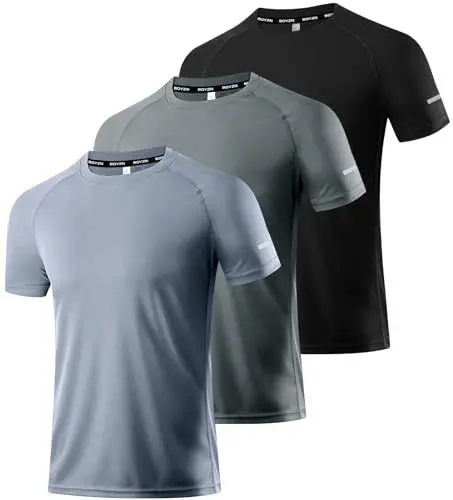 Produktbild: 3er Pack Sport Tshirts Herren Kurzarm T-Shirts Funktionsshirt Laufshirt Schnelltrocknend Atmungsaktive Sport Shirt Fitnessshirt Trainingsshirt für Running Workout Bodybuilding Black/Grey/DGrey-3P11-L