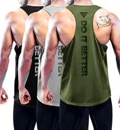 Produktbild: 3er Pack Tank Top Herren, Ärmelloses Sport Muskelshirt Fitness Achselshirt Funktionsunterhemd, Atmungsaktive Cool Mesh Gym bodybuilding Sleeveless Funktionsshirt für Laufen Black/Gray/Green-3P05-M