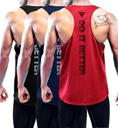 Produktbild: 3er Pack Tank Top Herren, Sommer Ärmelloses T-Shirts Sport Unterhemd Workout Weste Achselshirt Funktionsunterhemd Laufshirt Bodybuilding Muskelshirt Sleeveless Fitness T-Shirt Black/Navy/Red-3P02-L