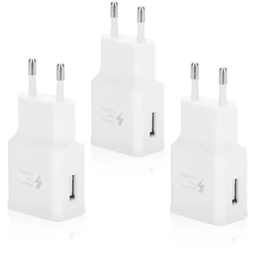 Produktbild: 3er Pack USB Ladegerät Kompatibe mit Samsung Galaxy S21 S20 S10 S9 S8 S7 Edge/Plus/Active A15 A13 A14 A33 A34 A53 A54 Note 9/8 und Andere Smartphones, Schnellladegerät Netzteil Schnellladestecker