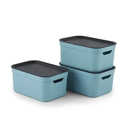 Produktbild: 3er Set Deko Box mit Deckel A5 JIVE, Farbe - Türkis