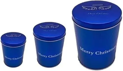 Produktbild: 3er Set Keksdose Weihnachten - WeihnacGebäckdosen 3er Set Aktion Sie erhalten 3 Set`s 3 Farben gold pink blau auch als Kaffeedose nutzbar keksdosen aus Metall - Weihnachtliche Plätzchendose