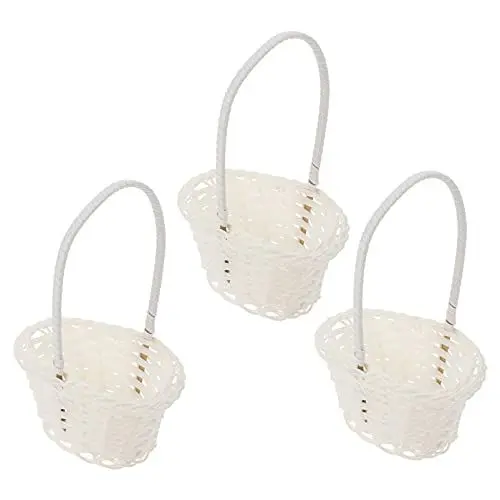 Produktbild: 3er Set Makramee Blumenampel Blumenkorb Pflanzenhänger Innen Pflanzkorb Blumentopfhalter Baumwollseil Rattan Obstkorb Geflochtener Blumenkorb