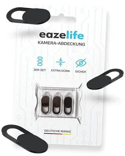 Produktbild: 3er Set | Webcam Abdeckung | 0.75mm extra dünn | selbstklebend | Slider Kamera Abdeckung | Privatsphärenschutz für Computer, Laptop, Tablet, Smartphone | Webcam Cover für Mac, MacBook, iPad etc.