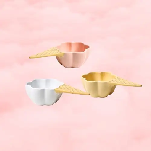 Produktbild: 3er-Pack Porzellan-Dessertschalen, 170 Ml, Keramik-Eisschale für die Küche, Kleines Snackschalen-Set für Vorspeisen, Nüsse, Müsli, Obst, Suppe, Beilagen(Weiß, Rosa, Gelb)
