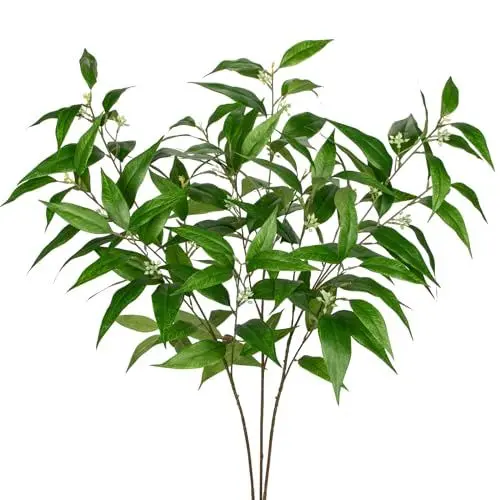 Produktbild: 3er-set Eukalyptus Künstlich Kunstpflanze Kunstzweig künstliche Grünzweige, Weiche Weiße Beeren und üppige Blätter, 94 cm künstliche Eukalyptus-Sprays für Vasen, Körbe, Hochzeitsdekoration, Grün-1