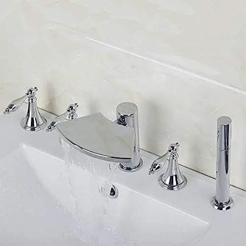 Produktbild: 3-Griff-Wasserhähne mit Griff, Duschdeck montiert, Wasserfall-Wasserhähne, Mischer und Wasserhähne, Badewannenmischer, Badewanne, Badezimmer-Wasserhahn, Wasserhahn