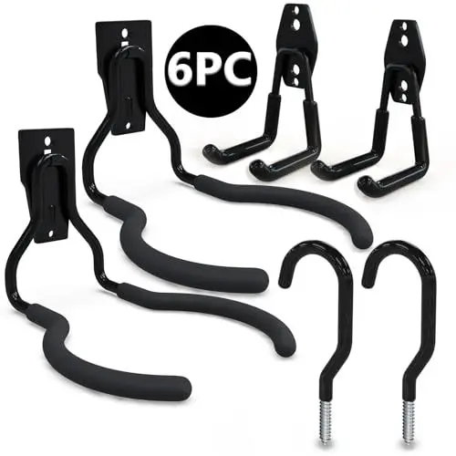 Produktbild: 3-H 6 Stück Wandhaken Garage Wandhalterung Motorsense Halterung Wand, Rasentrimmer Aufhänger Schwerlast Garage Haken Storage Hooks für Gartengeräte Freischneider Elektrowerkzeugen Leiter Fahrrad Stuhl